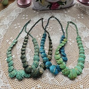 Lot Of 4 Vintage 1980's Oxidized Disc Necklaces